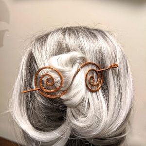 Hand Hammered Double Coil Copper Hair Pin